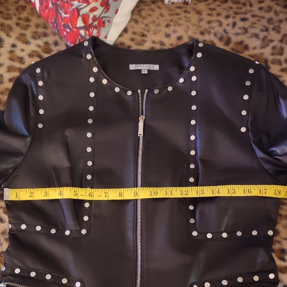 Anne Klein Black Studded Leather Jacket - Picture 7 of 8